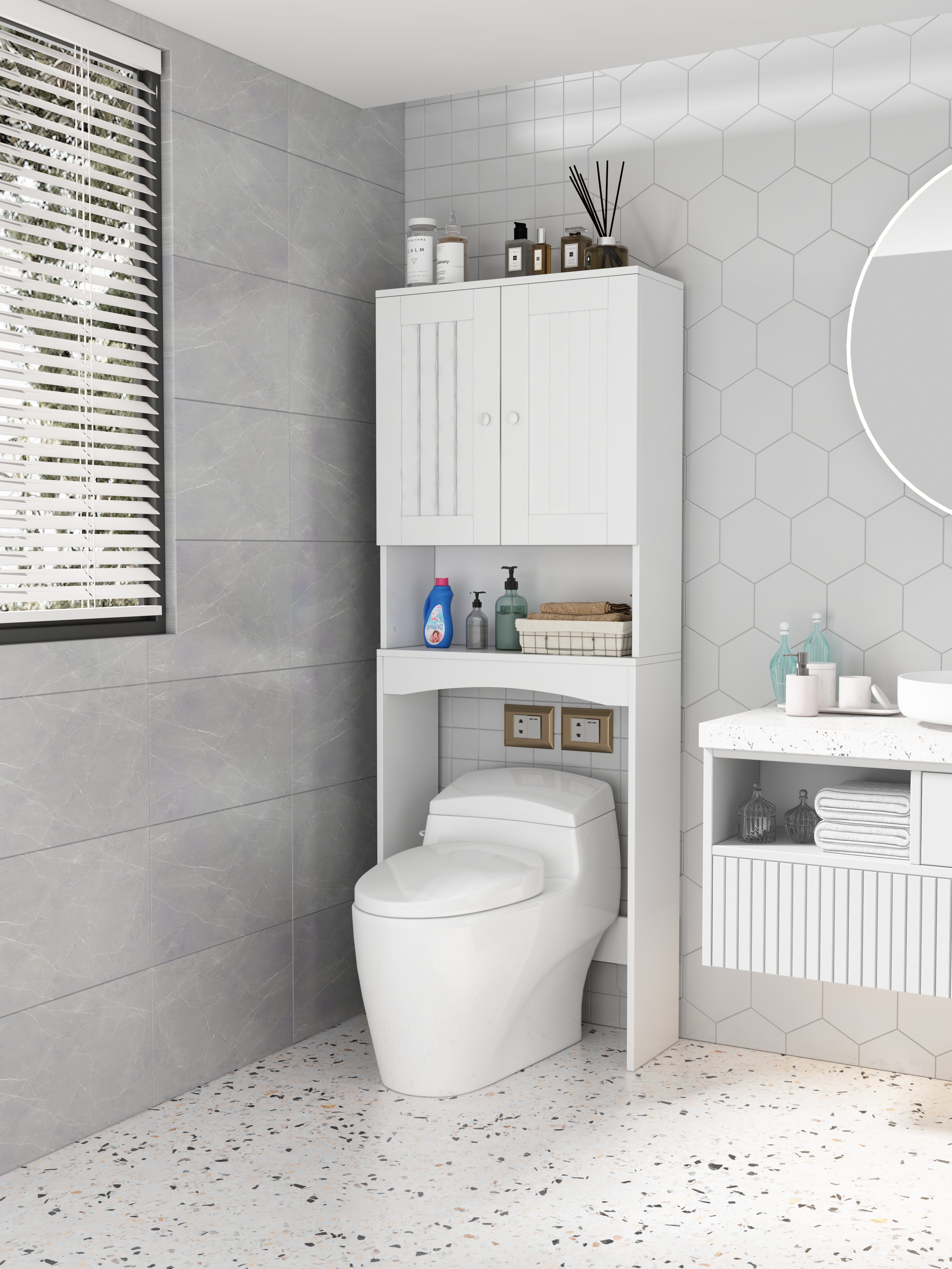 Mobile Bagno Sopra WC Bianco Salvaspazio