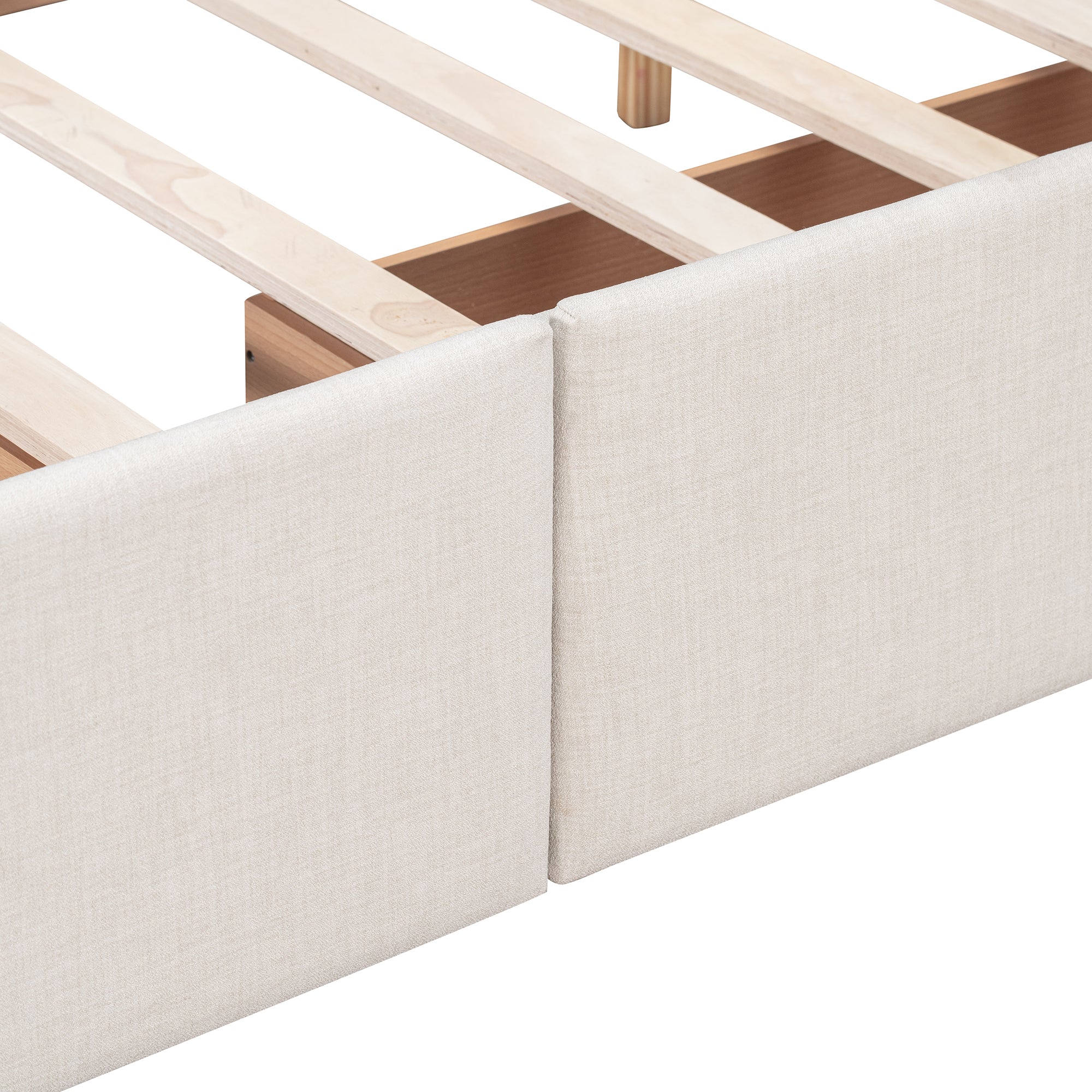 Letto Queen Imbottito 4 Cassetti Beige