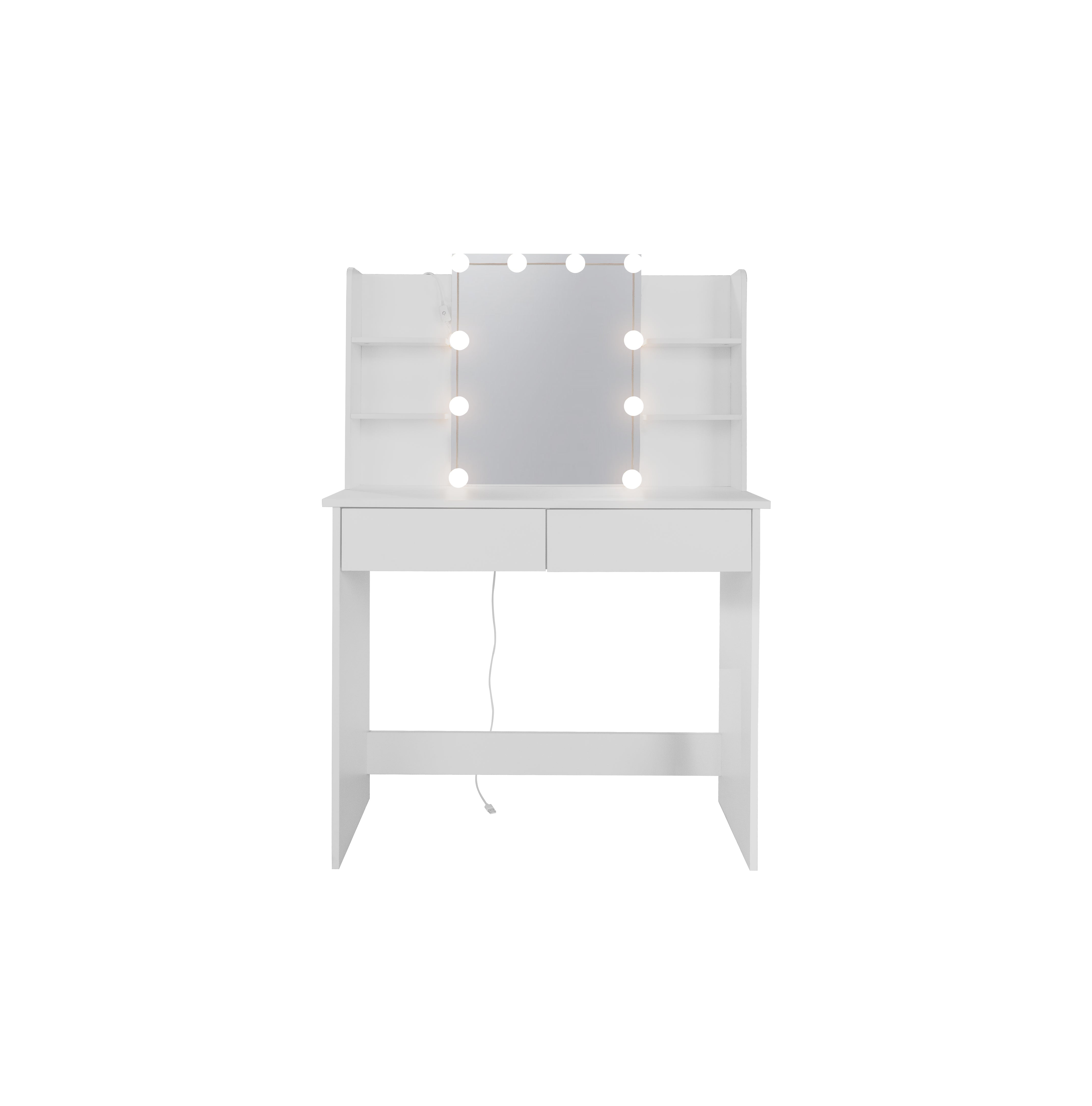 Toeletta Bianca con LED e 2 Cassetti