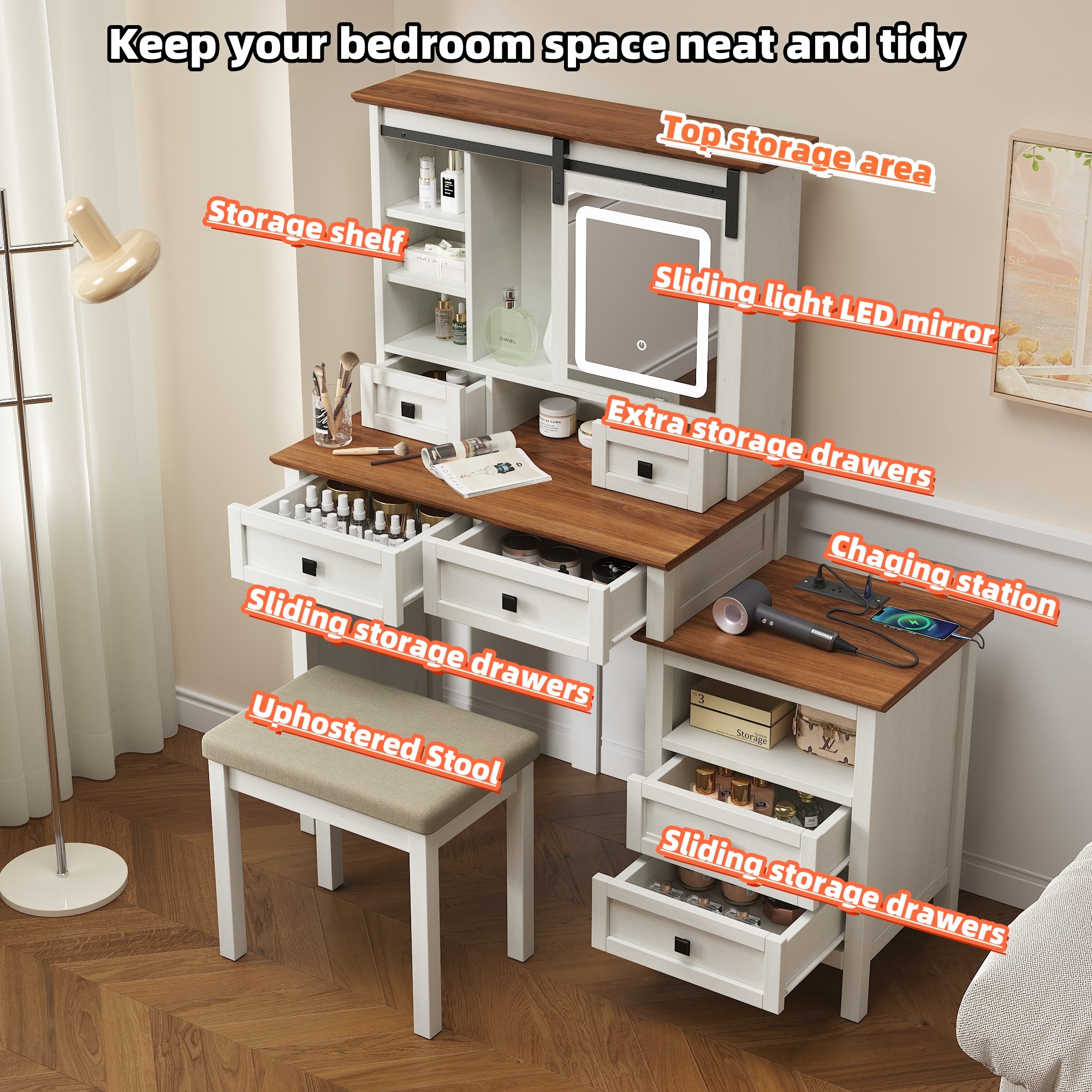 Toeletta con LED e Stazione Ricarica 118cm