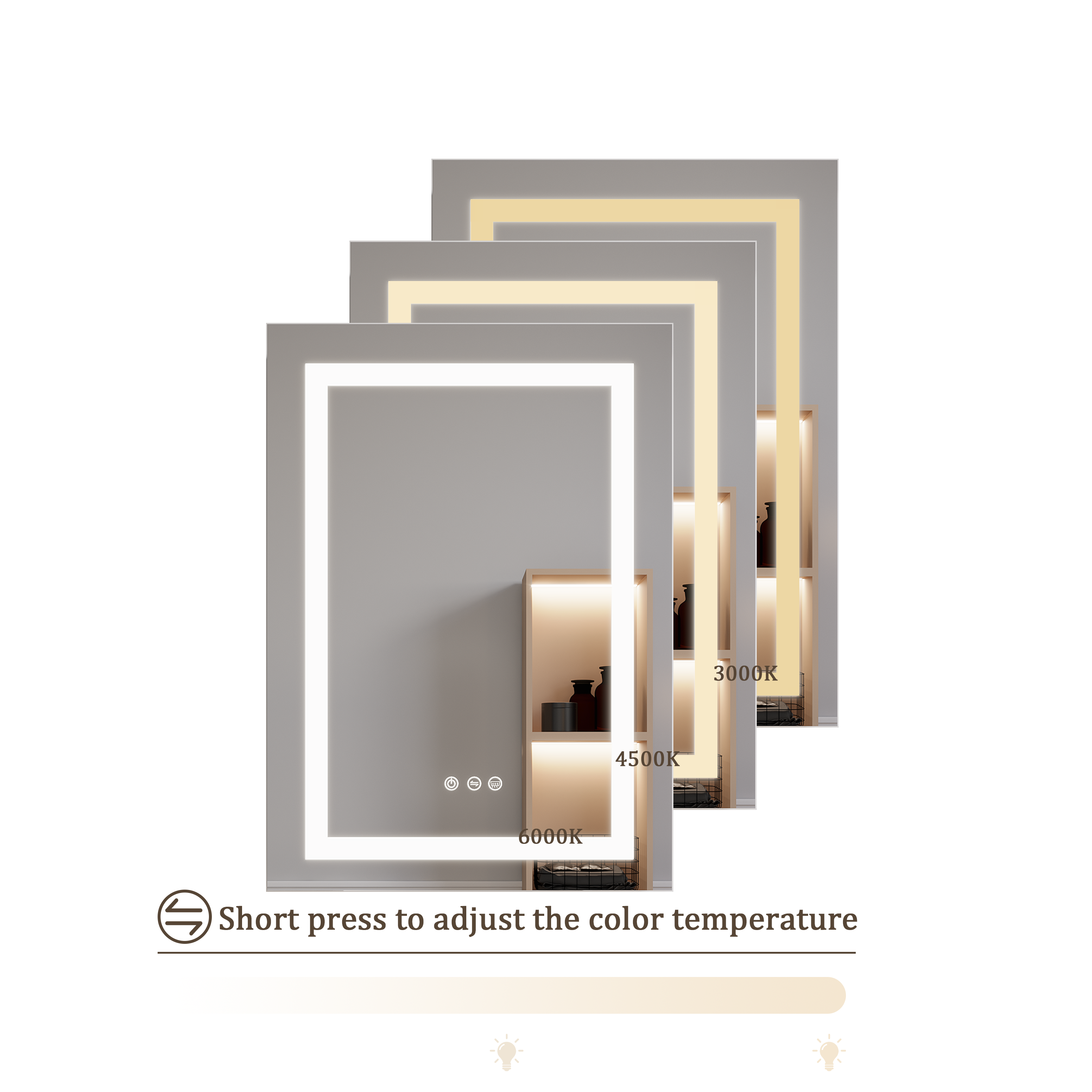 Armadietto Bagno LED 66x51cm Porta Sinistra