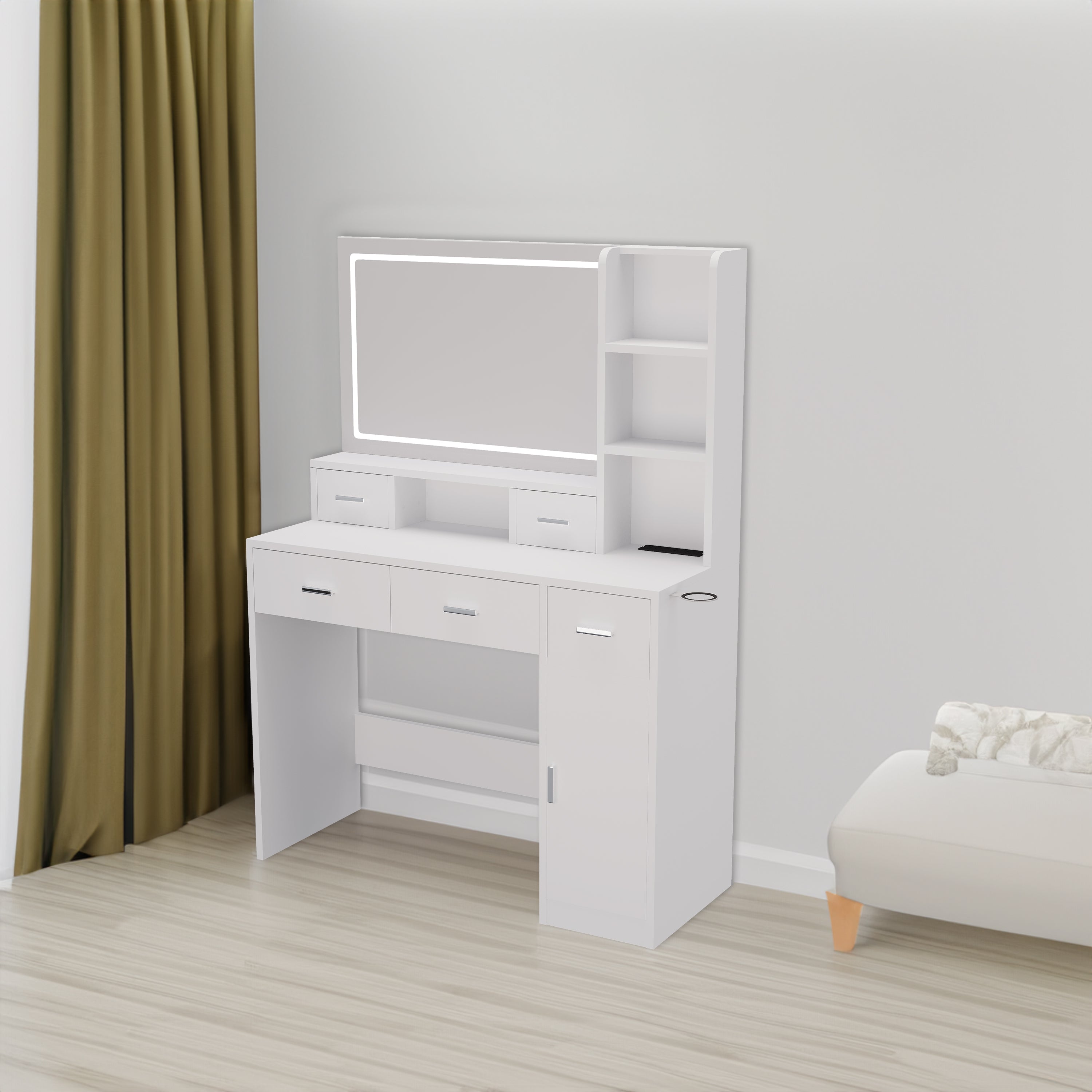 Toeletta Bianca con Specchio Smart LED
