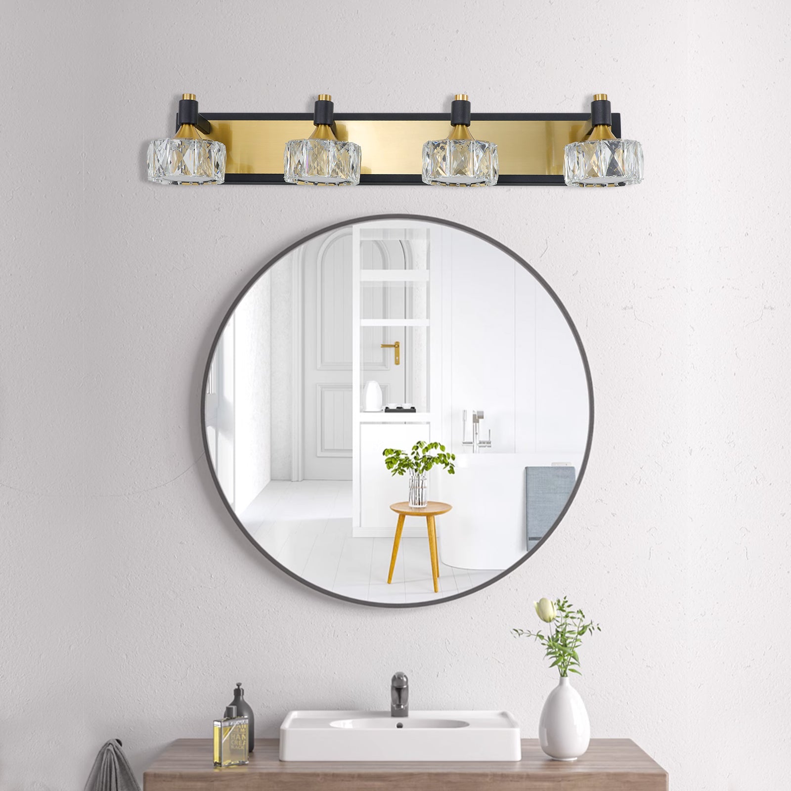 Lampada Bagno LED 4 Luci Cristallo Moderna