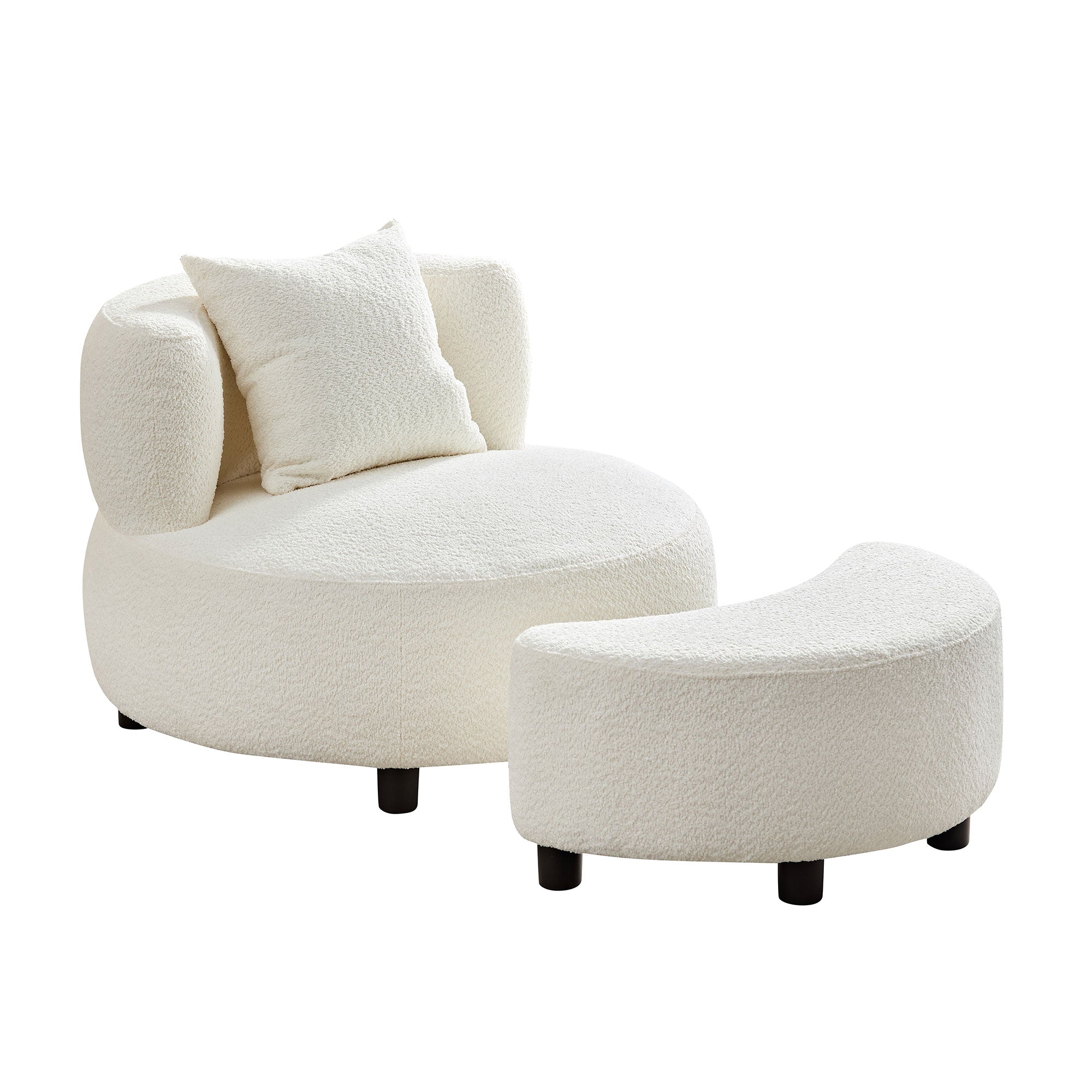 Poltrona Teddy con Poggiapiedi Beige per Soggiorno