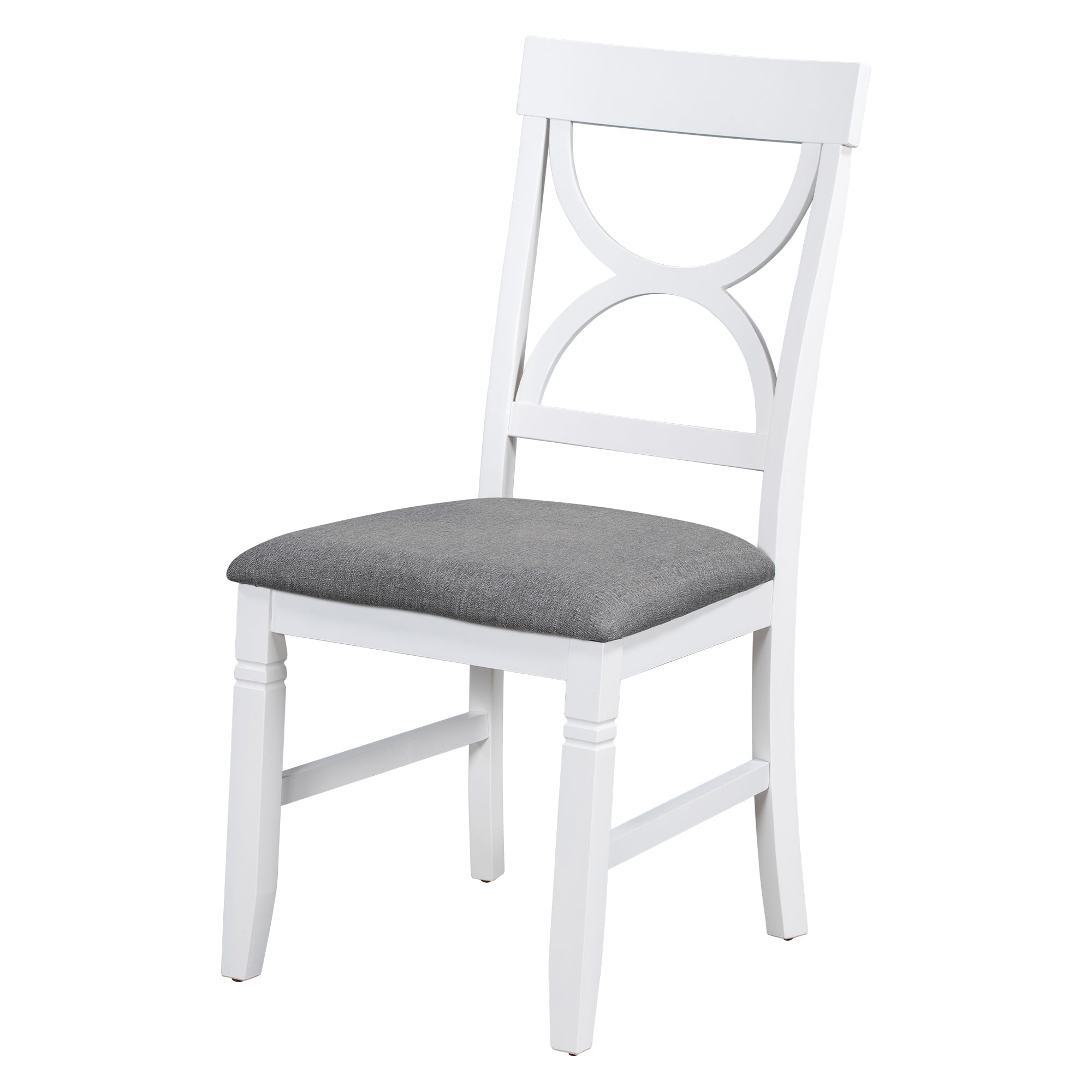 Set Tavolo Pranzo 6 Pezzi Legno Grigio Bianco