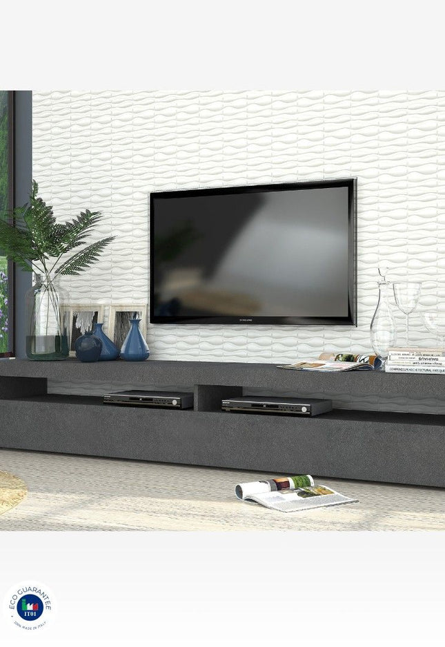 Porta tv BURRATA 200 cm 2 vani giorno + 1 anta a ribalta.