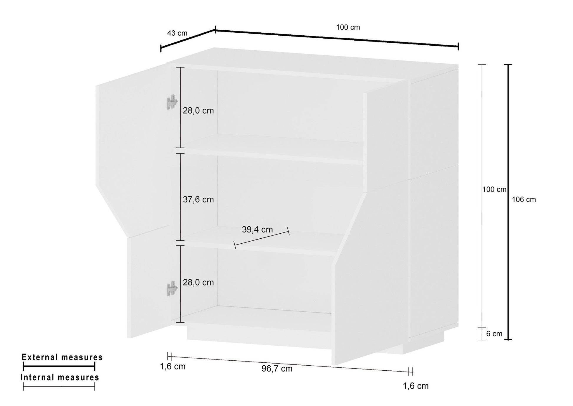 Credenza ALIEN alta da 100 cm.