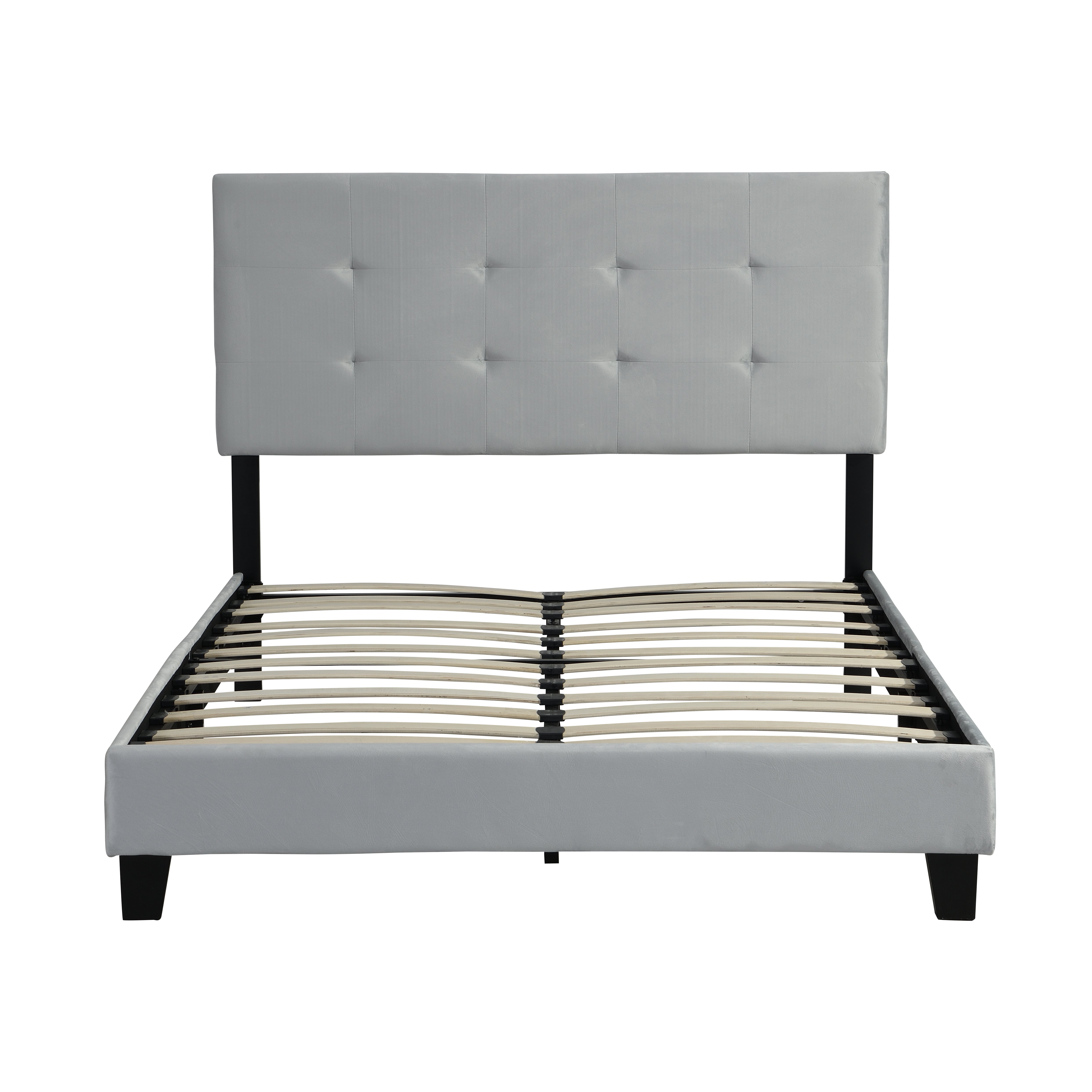 Letto Dimensione intera Imbottito Velluto Grigio