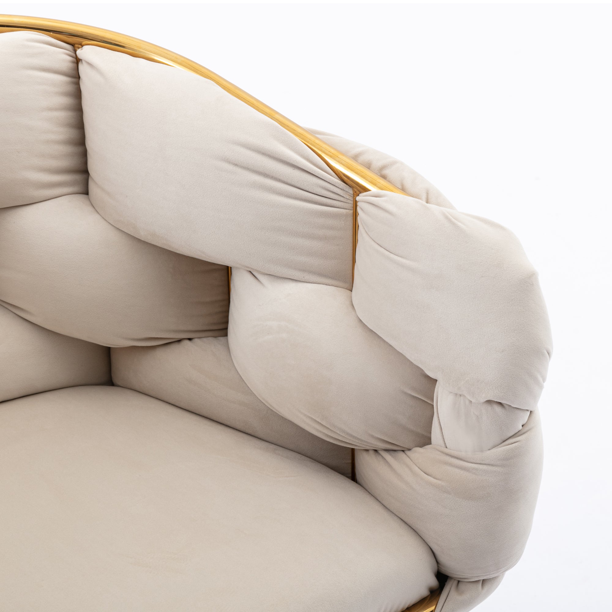 Poltrona Moderna in Velluto Beige Veluxe