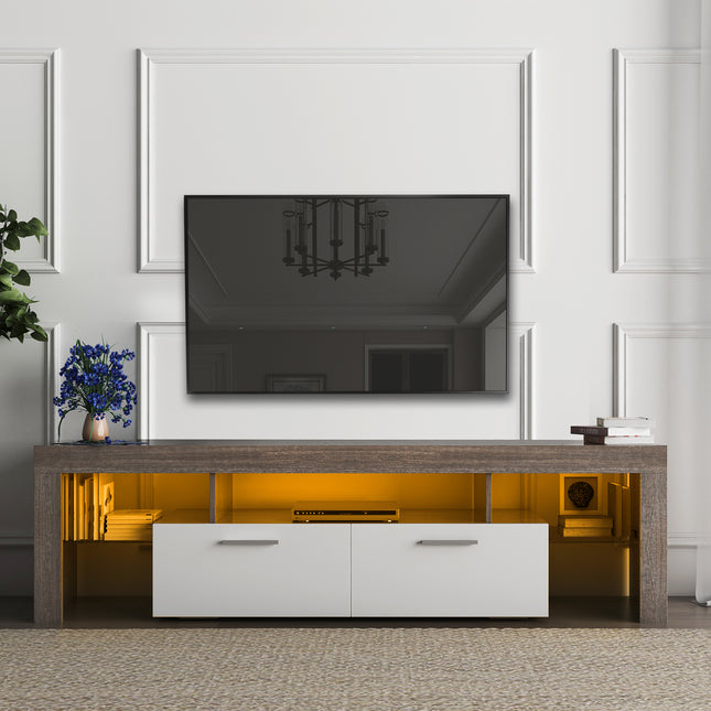 20-Minute Quick Assembly Brown TV Stand – Simple Modern Floor Cabinet with Toughened Glass Shelf for Floor or Wall Use Default Title