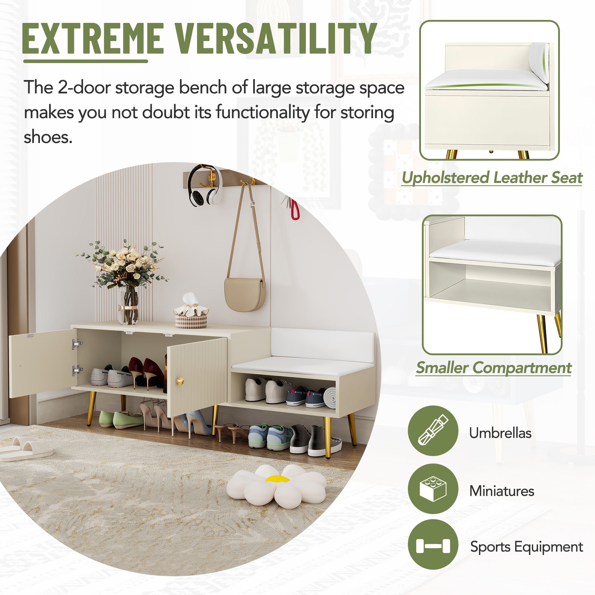 Panca Portascarpe Imbottita Bianca