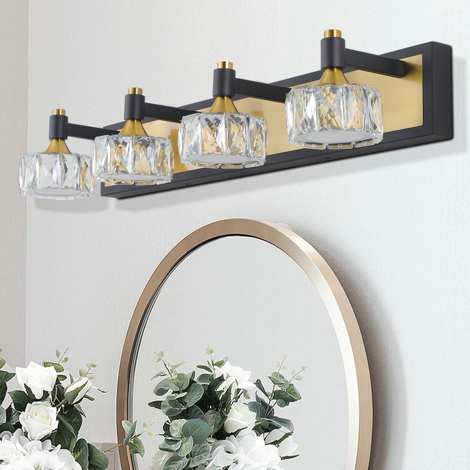 Lampada Bagno LED 4 Luci Cristallo Moderna