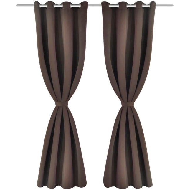 2 Pz Tende Oscuranti con Occhielli in Metallo 135x175cm Marroni