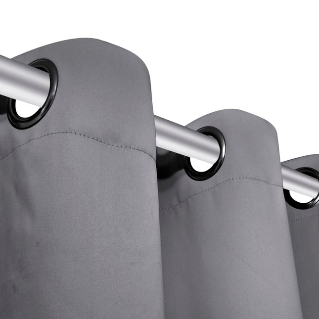 2 Pz Tende Oscuranti con Occhielli in Metallo 135x175 cm Grigie