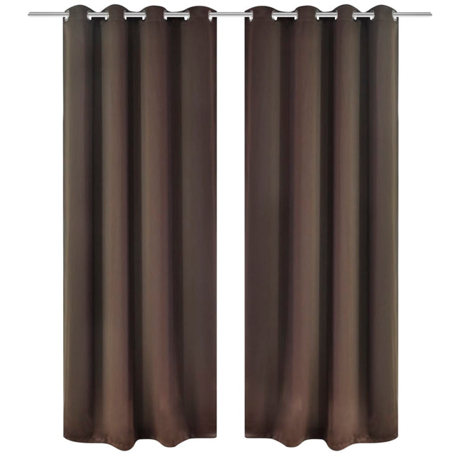 Tenda Oscurante con Occhielli in Metallo 270x245 cm Marrone