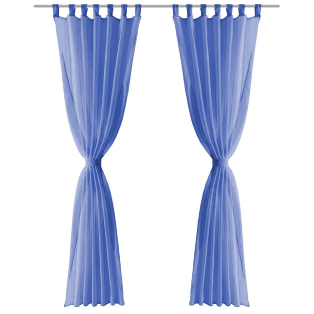 Tende in Voile 2 pz 140x175 cm Blu Reale