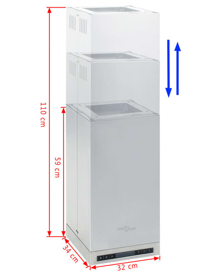 Cappa a Isola con Display LCD e Sensore Touch 756 m³/h LED
