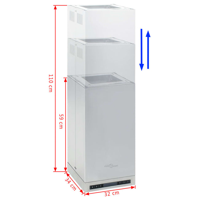 Cappa a Isola con Display LCD e Sensore Touch 756 m³/h LED