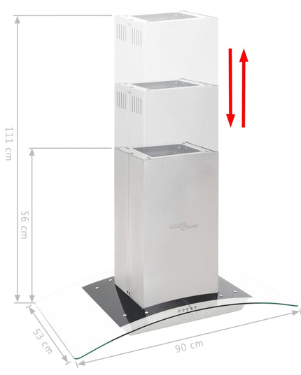 Cappa a Isola 90 cm in Acciaio Inossidabile 756 m³/h LED