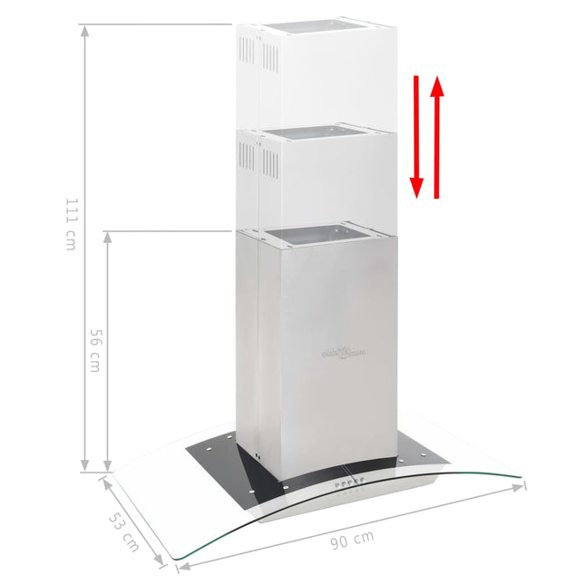 Cappa a Isola 90 cm in Acciaio Inossidabile 756 m³/h LED