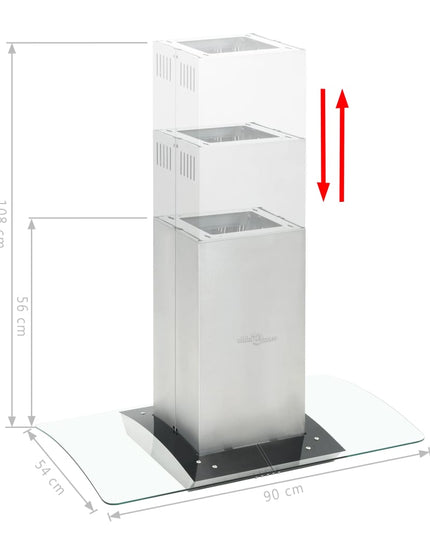 Cappa a Isola 90 cm Acciaio Inossidabile 756 m³/h LED