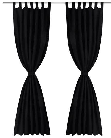 Tende Micro-Raso Nere 2 pezzi con Occhielli 140 x 225 cm