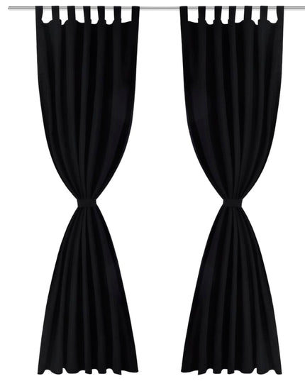 Tende Micro-Raso Nere 2 pz con Occhielli 140 x 245 cm