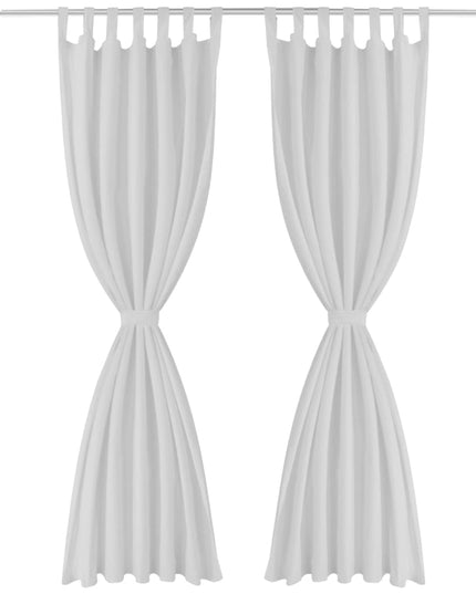 Tende in Micro-Raso Bianche 2 pz con Occhielli 140 x 245 cm