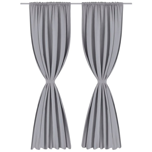 Tende Oscuranti con Testa a Fessura 2 pz Grigie 135x245 cm