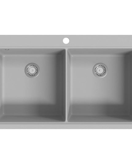 Lavandino cucina granito grigio lavello doppio con montaggio sopra