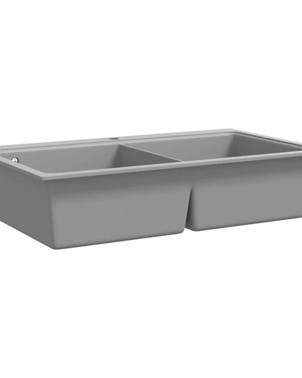 Lavandino cucina granito grigio lavello doppio con montaggio sopra