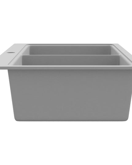 Lavandino cucina granito grigio lavello doppio con montaggio sopra
