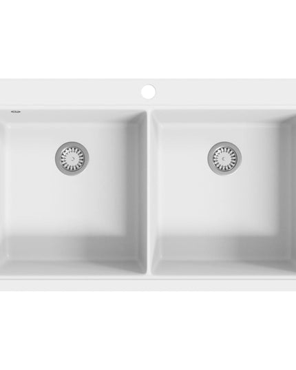 Lavandino cucina granito bianco crema lavello doppio montaggio sopra