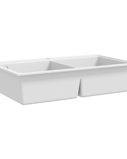 Lavandino cucina granito bianco crema lavello doppio montaggio sopra