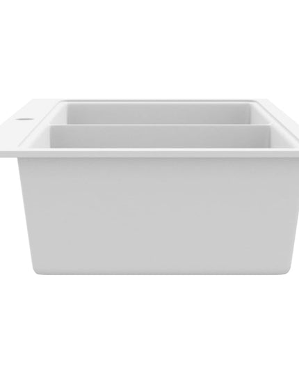 Lavandino cucina granito bianco crema lavello doppio montaggio sopra