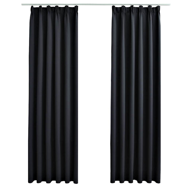 Tende Oscuranti con Ganci 2 pz Nere 140x245 cm