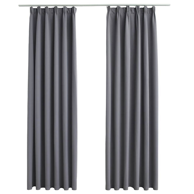 Tende Oscuranti con Ganci 2 pz Grigie 140x225 cm