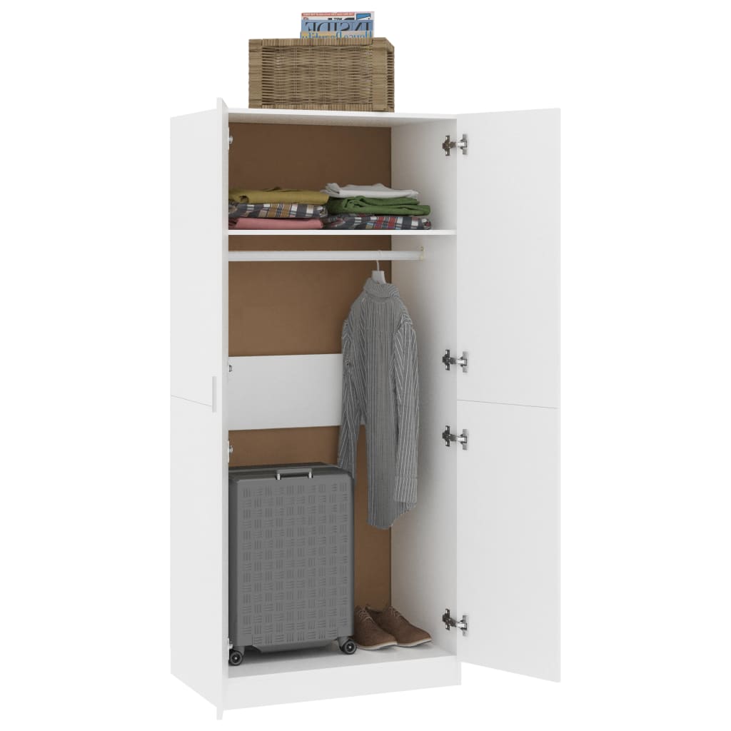 NNEVL Wardrobe White 80x52x180 cm Chipboard-3