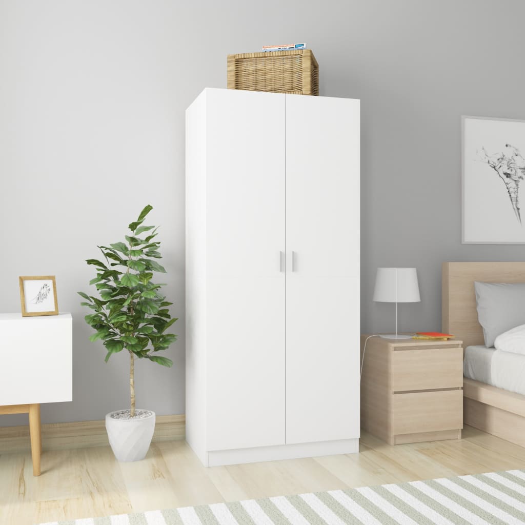 NNEVL Wardrobe White 80x52x180 cm Chipboard-0