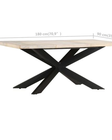 Tavolo da Pranzo 180x90x76 cm in Massello di Mango Sbiancato