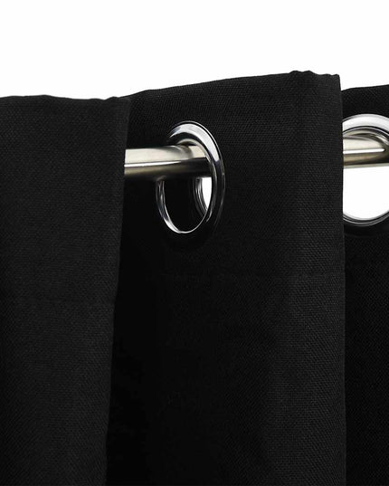 Tenda Oscurante Effetto Lino con Occhielli 290x245 cm Nera
