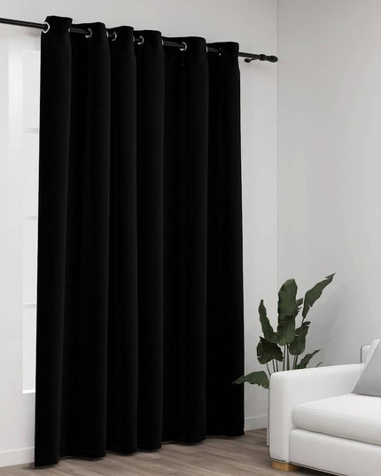 Tenda Oscurante Effetto Lino con Occhielli 290x245 cm Nera