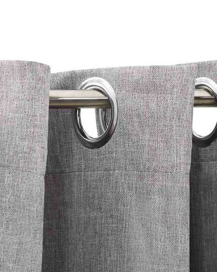 Tende Oscuranti Effetto Lino con Occhielli 2pz 140x245cm Grigio