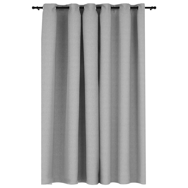 Tenda Oscurante Effetto Lino con Occhielli Grigio 290x245 cm