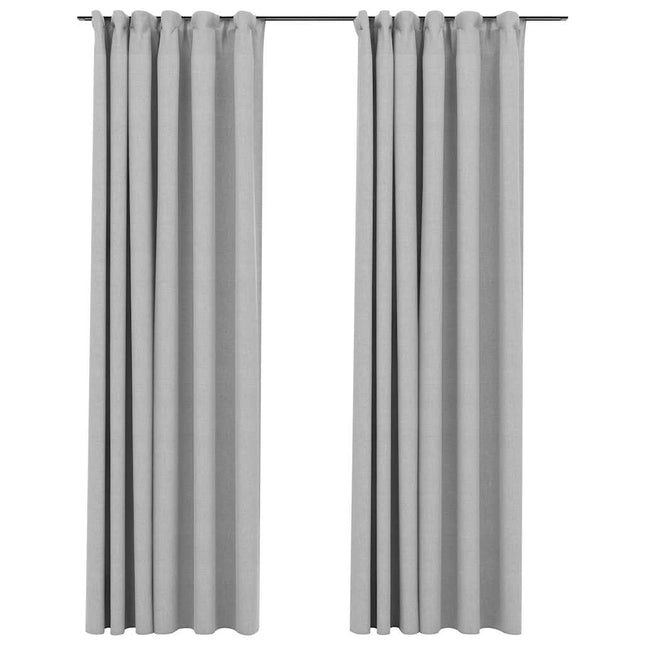 Tende Oscuranti con Ganci Effetto Lino 2 pz Grigie 140x225 cm