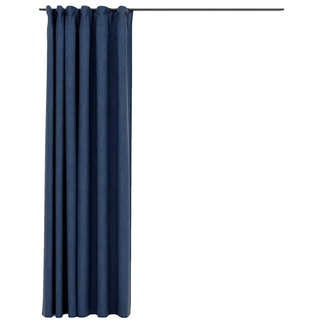 Tende Oscuranti con Ganci Effetto Lino Blu 290x245 cm
