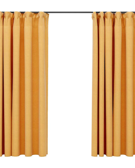 Tende Oscuranti con Ganci Effetto Lino 2 pz Gialle 140x175 cm