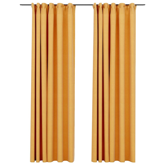 Tende Oscuranti con Ganci Effetto Lino 2 pz Gialle 140x225 cm