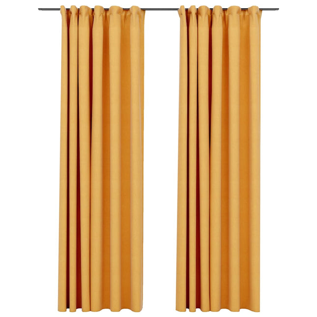 Tende Oscuranti con Ganci Effetto Lino 2 pz Gialle 140x245 cm