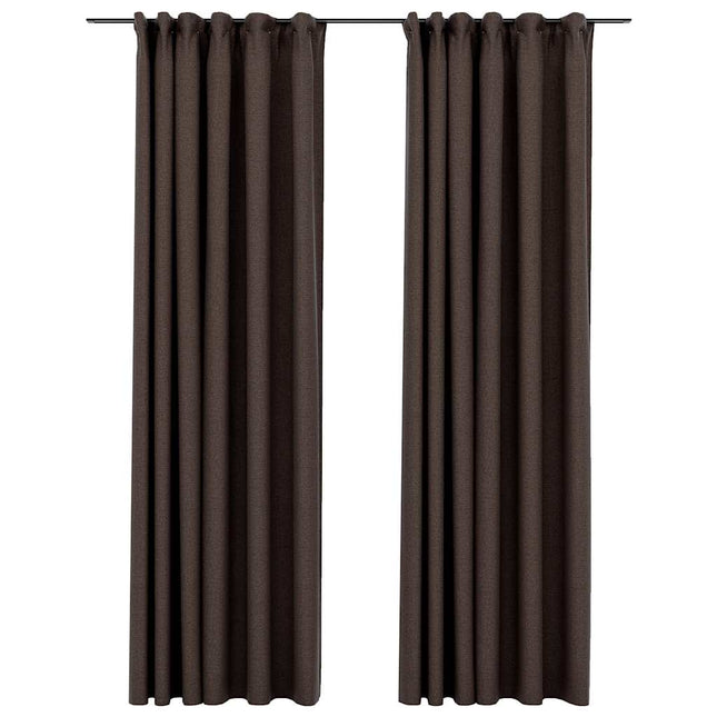 Tende Oscuranti con Ganci Effetto Lino 2 pz Talpa 140x225 cm